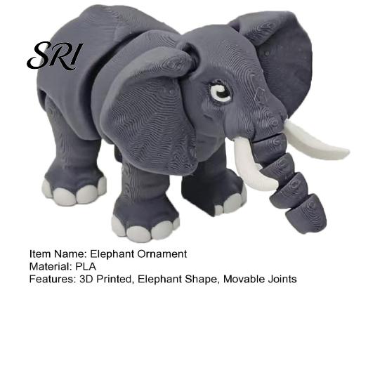 Movable Joints Animal Toy 3D Printed Elephant Figurine Simulated Stress Relief Statue Fidget Home Office Desktop Decoration Ornament