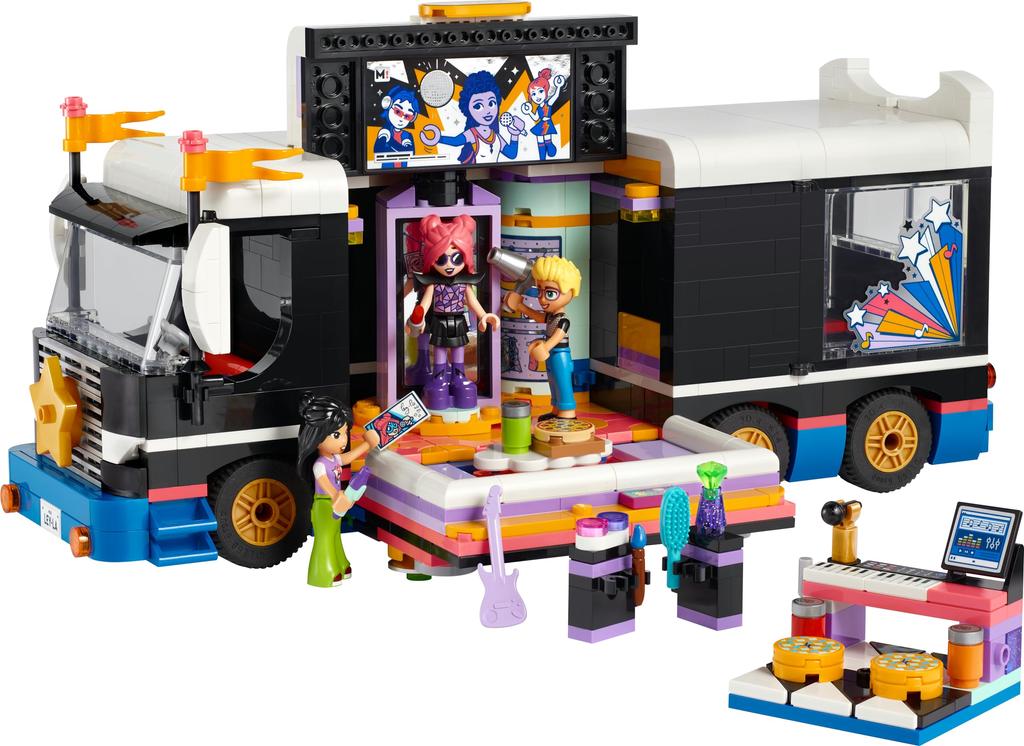 LEGO Friends Popstar-Tourbus-Spielzeug, Geschenkblöcke, Mädchen, Jungen, Kinder, 7 Jahre, 8 Jahre, 9 Jahre, 10 Jahre, Grundschule, Rollenspiel
