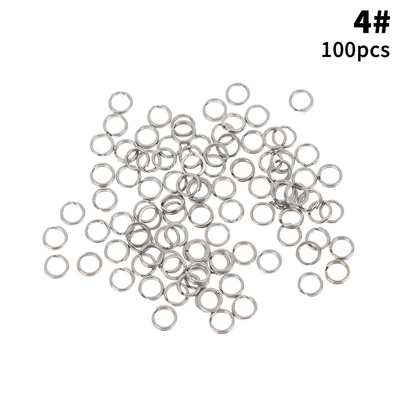 Fishing Split Rings 100Pcs Stainless Steel Lure Rings Saltwater Terminal Tackles Split Rings Fishing Connectors Snap Rings