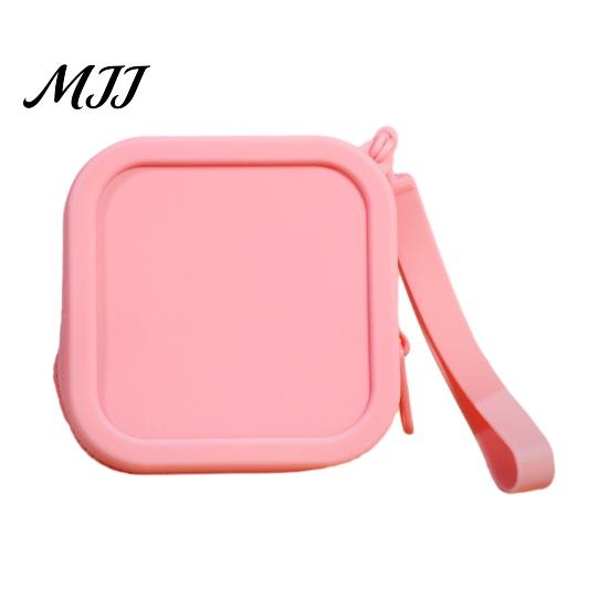 Exquisite Gift for Friends Silicone Coin Pouch with Zipper And Wrist Strap, Square Shockproof Keys Storage Bag, Lightweight Compact Change Purse