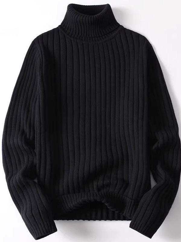 Men's Thickened High Neck Winter Sweater - Casual Trend, Light Luxury, Solid Color, Plus Size, Unisex