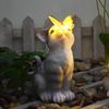 Solar Bunny Cat Statue Garden Decor LED Light Resin Animal Sculpture Figurine Outdoor Decoration for Courtyard