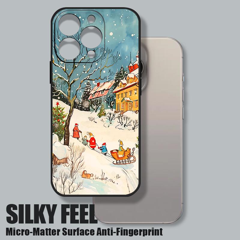 Cute Santa Claus Pattern TPU Soft Silicone Case For iPhone 17 Pro Max 16E 16 15 14 13 Pro Max 12 Pro 11 Shockproof With Lanyard Phone Cover Fundas