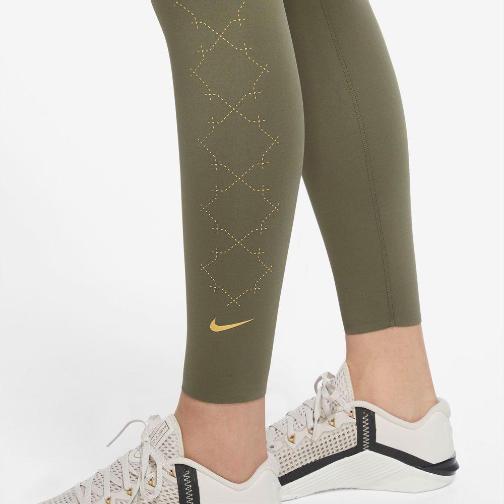 Nike Side Pattern Printed Slim Fit Workout Pants Women Pants Green DM7258-222
