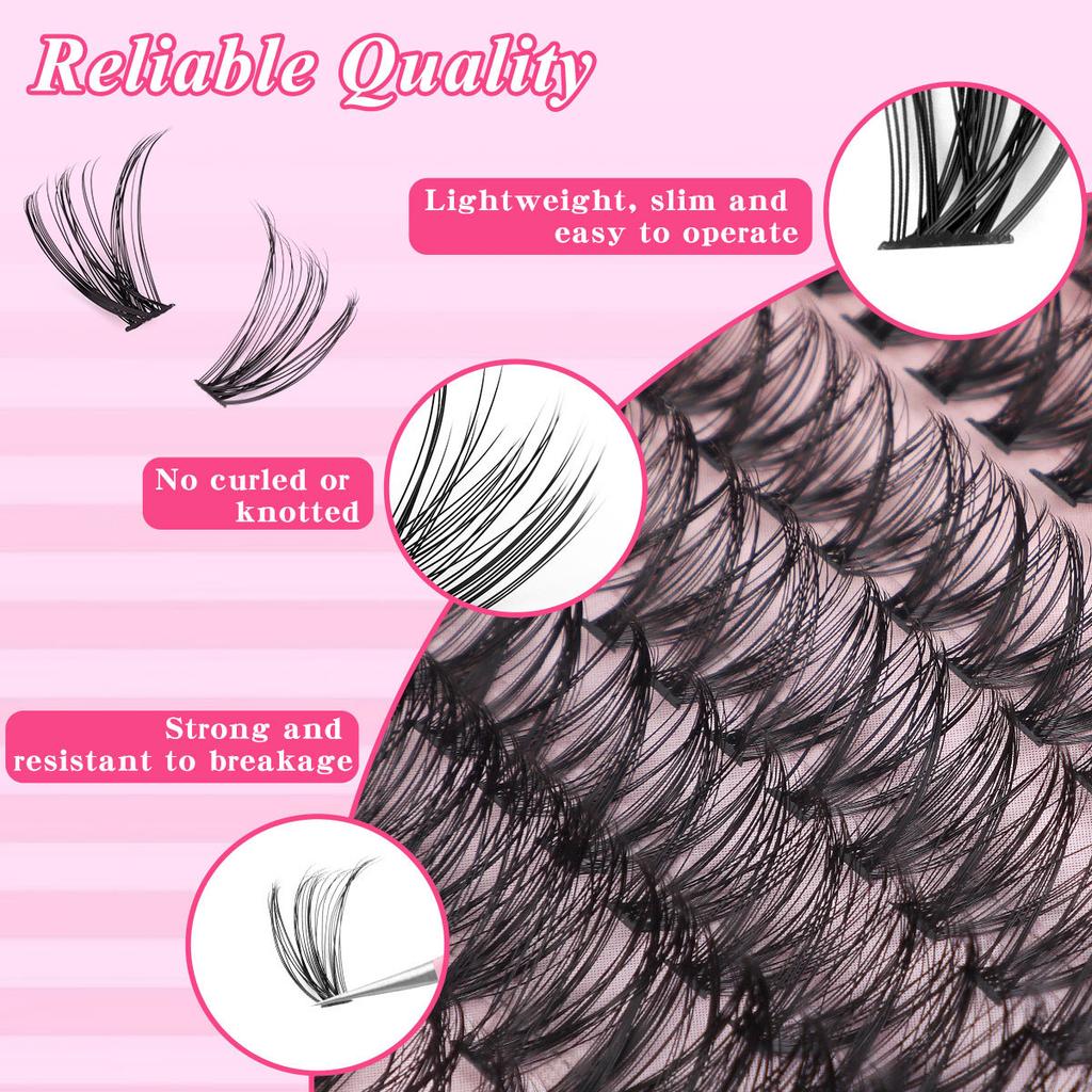Diy Segmented Single Tuft False Eyelashes 8-16Mm Eyelashes With Glue Tweezers
