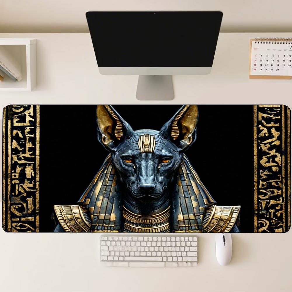 Anubis Ancient Egyptian Mythology Art Large Gaming Mouse Pad Non Slip Rubber Desk Mat For Laptop Keyboard Home Office Workspace