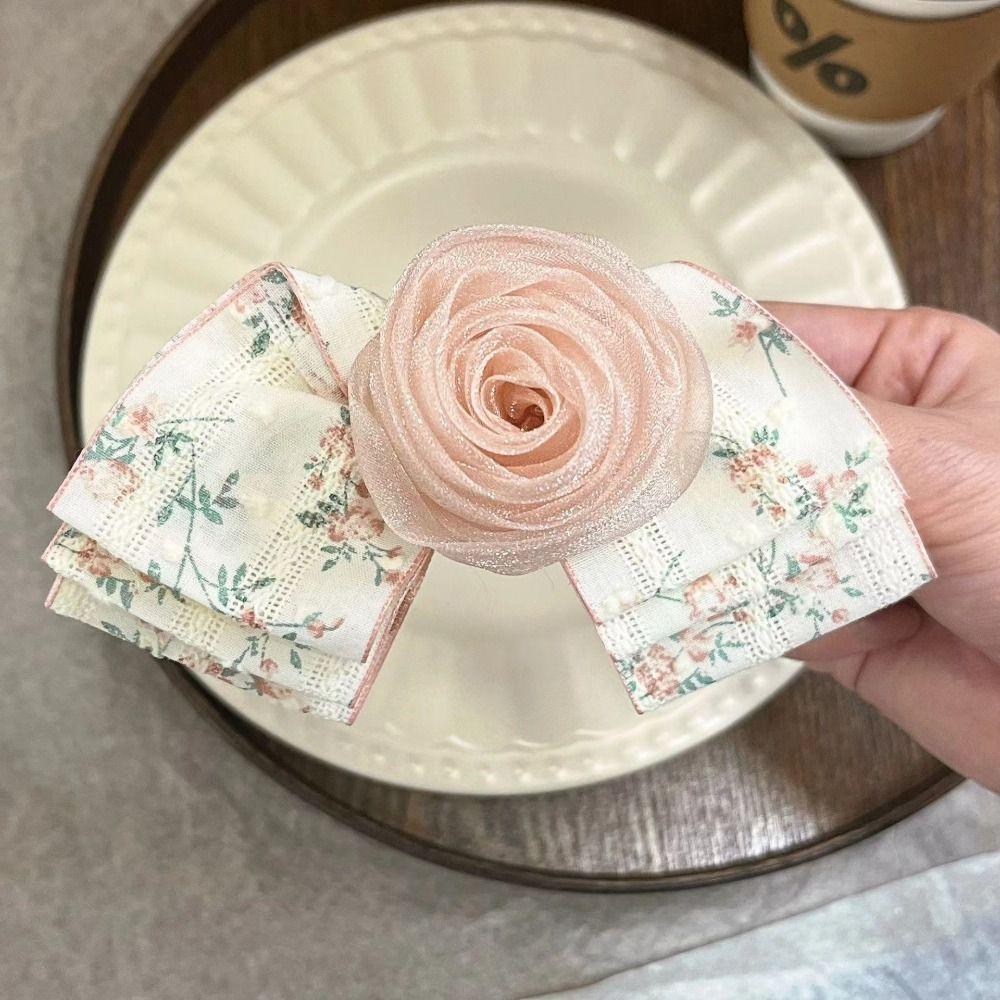 

Floral Flower Hairpin Bow Bowknot Hair Clip Retro Girl