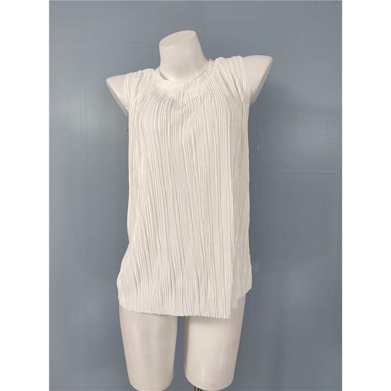 

Заказ внешней торговли Высокая текстура Осень 2025 Мятый плиссированный на ощупь Свободный легкий топ + Брюки с высокой талией Комплект White sleeveless Tops L