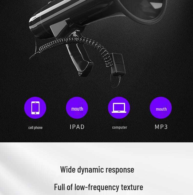 High-Power Handheld Megaphone with Recording & Charging - Loudspeaker for Street Stalls