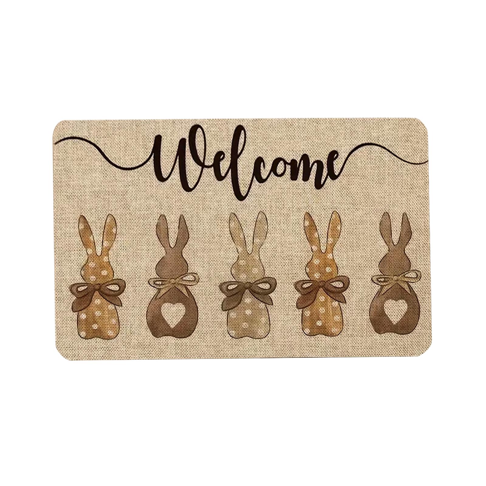

Happy Easter Doormat Outdoor Natural Rabbits Welcome Non- Front Mat Decorative Rugs For Indoor Home Farmhouses Entrance Porch Easter Day Party Decor One Size