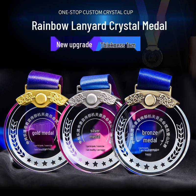 Customizable Crystal Basketball Sports Medal – Children s Gold Souvenir Trophy