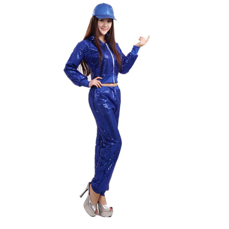 Women's Performance Costumes: Adult Jazz, Modern, Street, and Hip-Hop Sequined Dance Attire