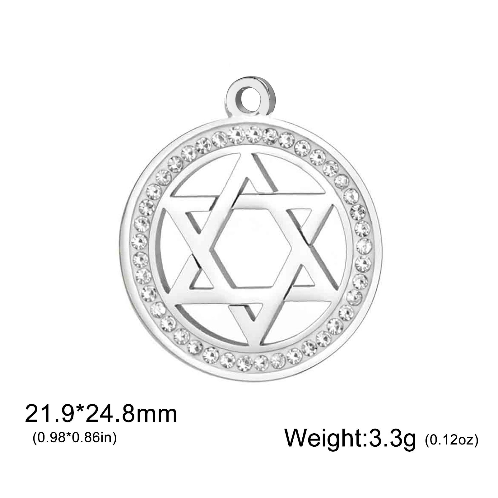 

Teamer 3pcs/lot Star of David and Tree Charms Stainless Steel Gold Color Clear Zircon Round Pendant for Necklace Jewelry Making