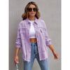 Denim Jacket Women Solid Color Loose,Jacket Hole Breaking Long Sleeve Women's Denim Shirt
