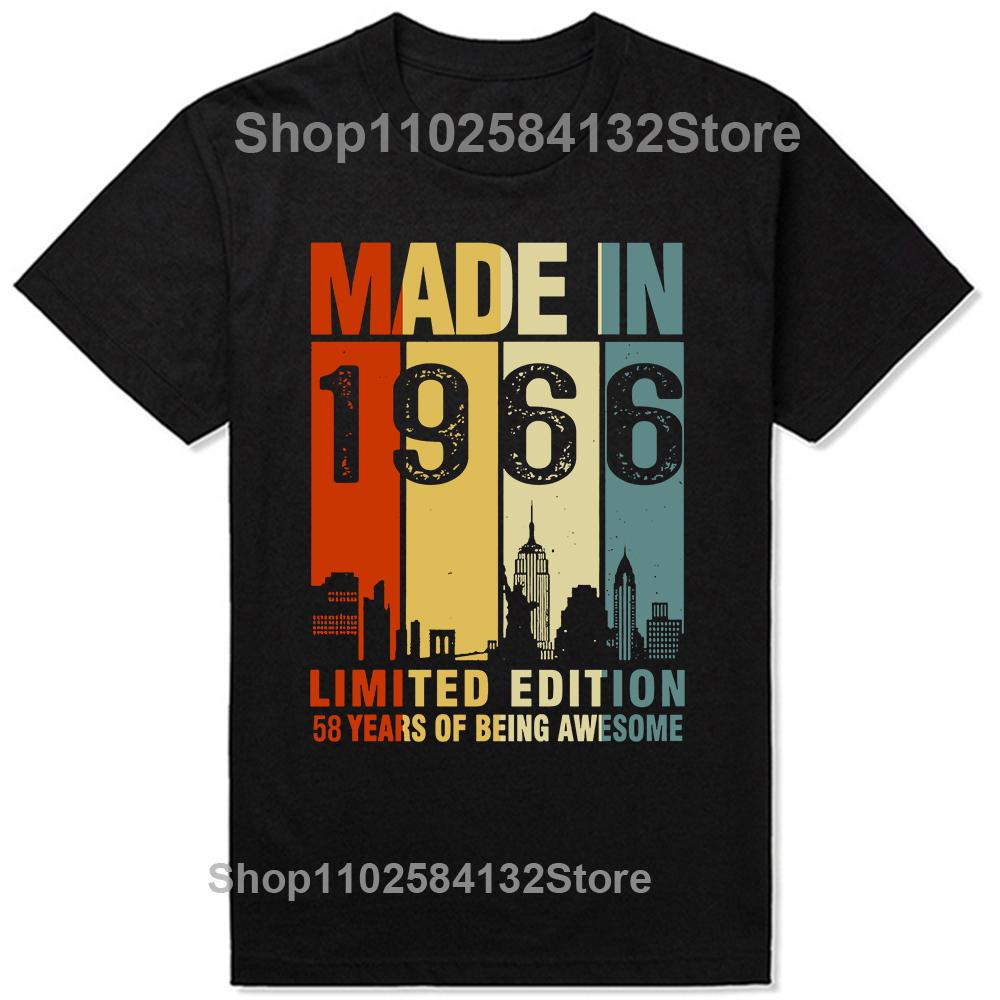 58th Birthday 58 Years Man Woman Retro Vintage 1966 Gift T Shirts Summer Father Mother Husband Cotton Streetwear Tshirt