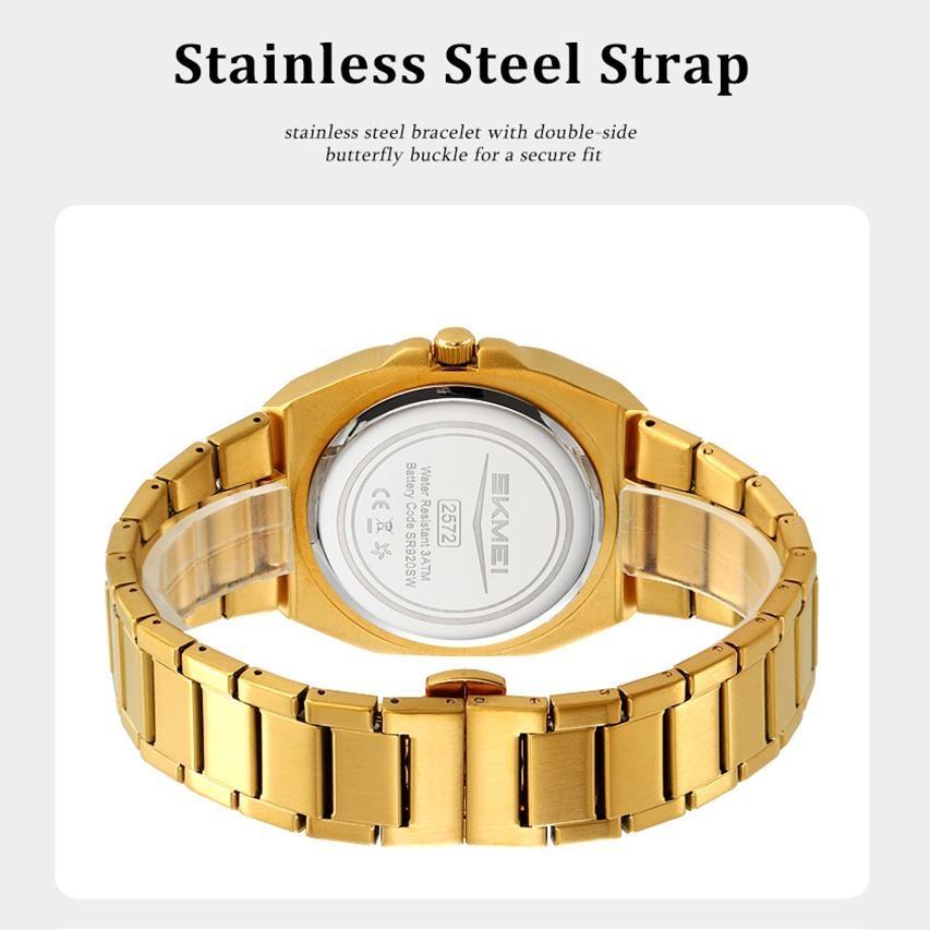 Mens Analog Quartz Wrist Watch Waterproof Luminous Dial Calendar Window Steel Band Square Dress Watches