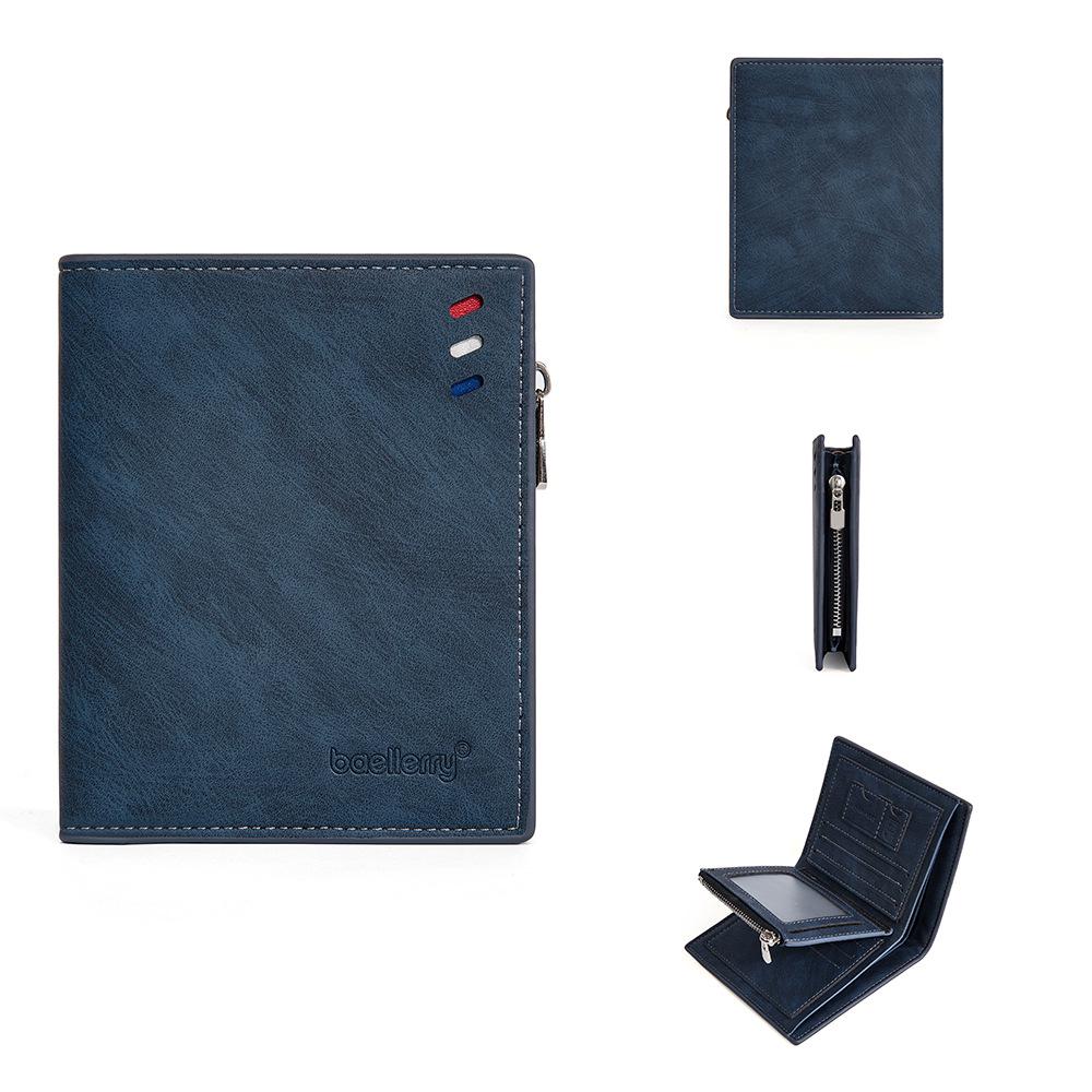 Trendy Men's Color Stripe Wallet with Logo, Card Holder, Zipper Pocket