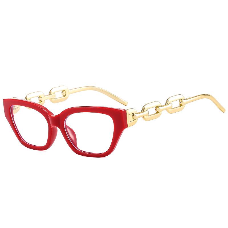 Stilvolle Retro-Quadratketten-Brille für Damen Nerd-Brille Stärke -0,5 -1,0 -2,0 -3,0 -4,0 bis -6,0