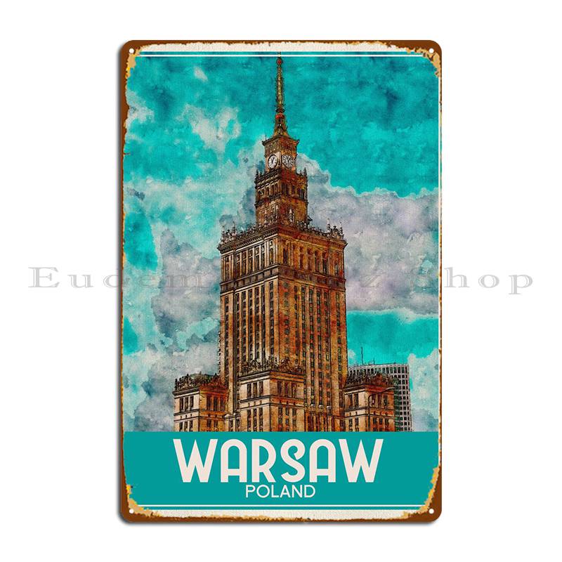 

Warsaw Poland Metal Sign Pub Retro Wall Mural Custom Wall Mural Tin Sign Poster 20x30cm（7.8x11.8inch）