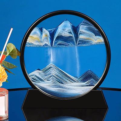 3D Hourglass Quicksand Moving Sand Art Picture Round Glass Deep Sea Sandscape Craft Flowing Painting Office Home Decor Gift New