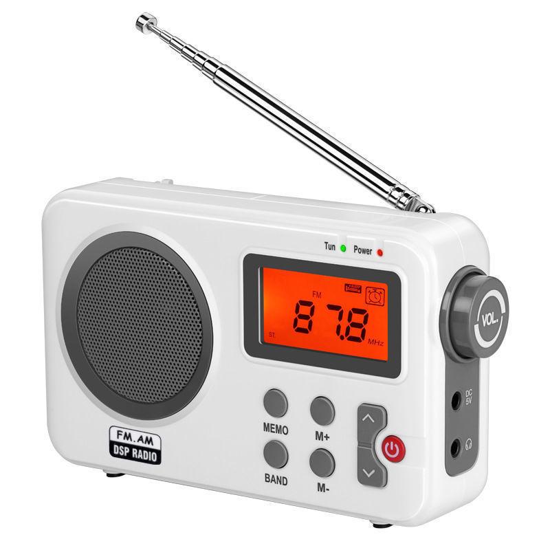 

Japanese DSP Elderly Portable FM/AM Radio Timer Stereo, Battery Powered Standard + Power Cord білий
