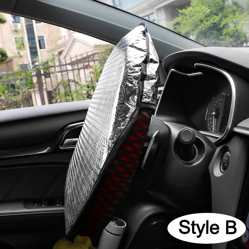 Sluneční clona na volant auta Dvojitě silná ochrana proti slunci Skládací Ochrana proti UV záření Potřeby pro auto Stříbrný kryt volantu auta