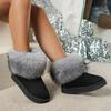 Fashion Luxury Long Plush Decoration Snow Boots Women Non Slip Soft Cotton Shoes Women 2025 Thicken Warm Faux Fur Ankle Boots Plus Size