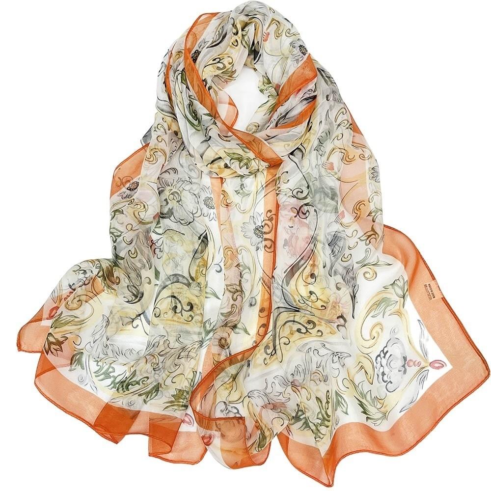 Sun-Resistant Silk Scarf Breathable Long Wraps Portable Bandana  for Women