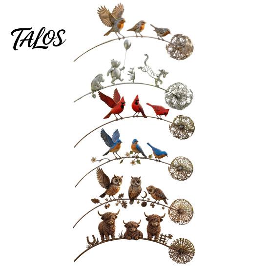Unique Outdoor Garden Accent Animal Stake, Rustic Yard Art Decorations with Dandelion Accent, Metal Decorative Sculpture for Lawn Patio Flower Bed And