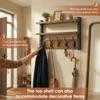 1/2 Layer Wall Mount Coat Rack 2 in 1 Wooden Storage Rack with Shelf and 5 Metal Hangers Multi-role Hanging Shelves for Entryway