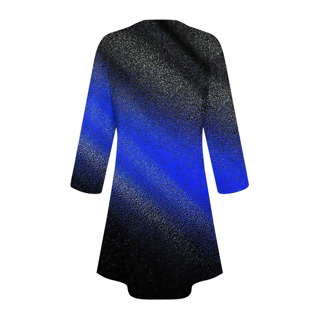 Women's Fashion Casual Print Round Neck Three-quarter Sleeve Short Dress