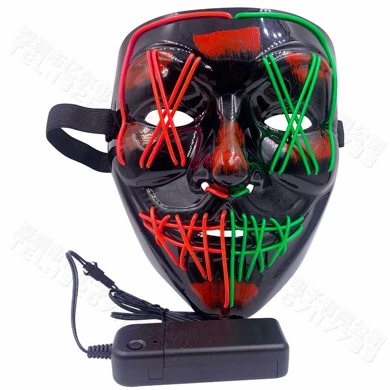 EL Cold Light LED Halloween Mask - Luminous Black V Mask for Shuffle Dance