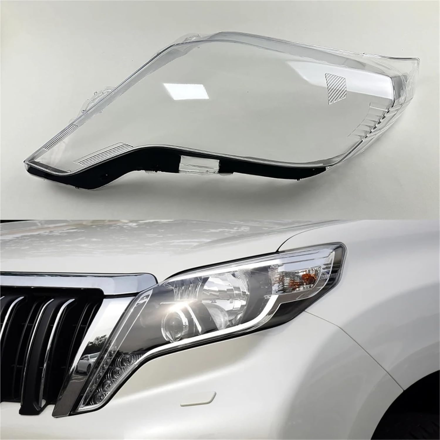 Совместимо для Toyota Prado 2014 2015 2016 Прозрачная крышка фары Корпус фары Прозрачная линза Плексиглас Замена оригинального абажура(Осталось) Left