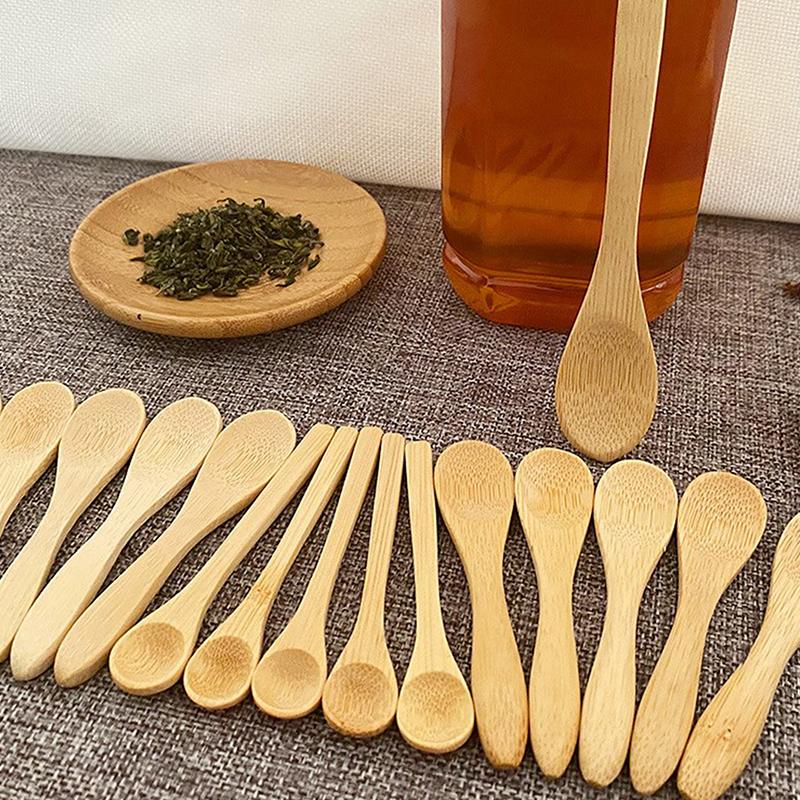 5Pcs Wooden Honey Spoon Ecofriendly Household Tableware Bamboo Kitchen Condiment Scoop Coffee Spoon Dessert Spoon Teaspoon