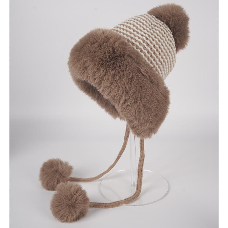 Winter Hat Female Cute Antlers Hairball Ear Protectors Plush Hat Christmas Thickened Northeast Lei Feng Hat Cycling Hat