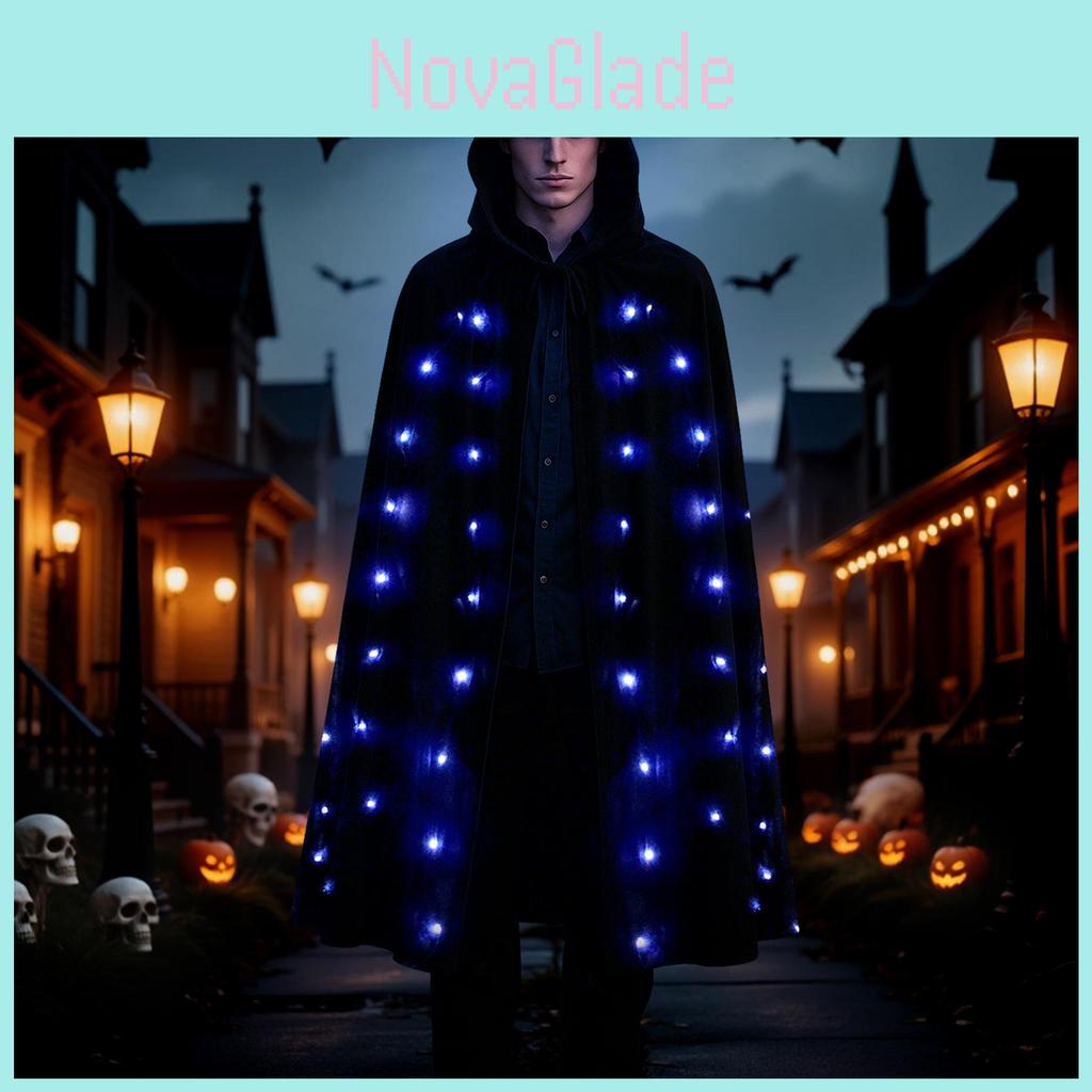 Adult Demon Cosplay Cloak With Led Light And Velvet Material For Halloween Costume Party