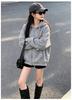 American Casual Star Print Hooded Jacket for Girls - 2026 Autumn Collection - Loose Fit Zipper Sweatshirt for Big Kids