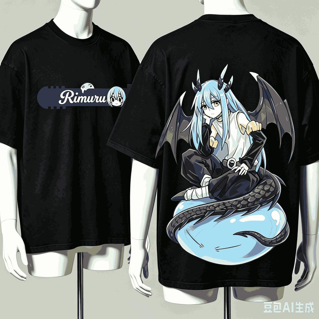 Maglietta Anime Lover Slime Rimuru Harajuku Cotone Nuovo Modello High Street Retrò Oversize Unisex p