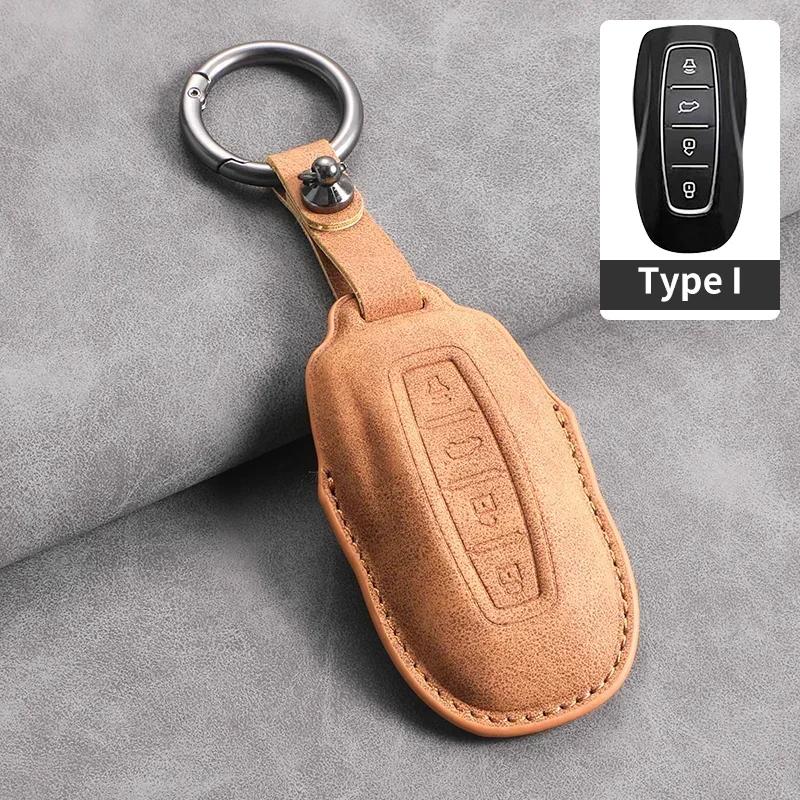 

4 Buttons Leather Car Remote Key Case Cover For Ford Tourneo Custom Equator Sport Equator For Jmc Territory Key Accessories