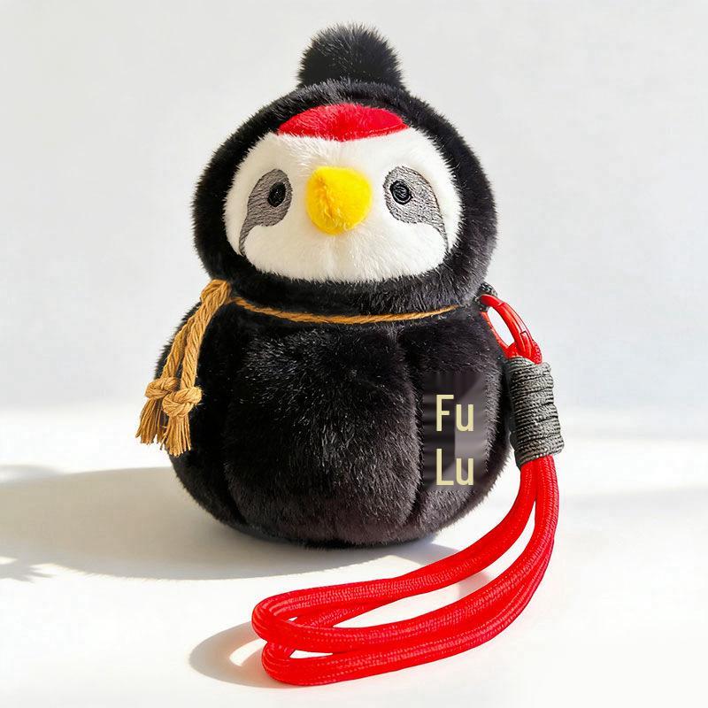 Fu Lu San Bao Cartoon Penguin Plush Toy Gourd Pendant - New Year Decoration 15cm Pendant (0.03kg)