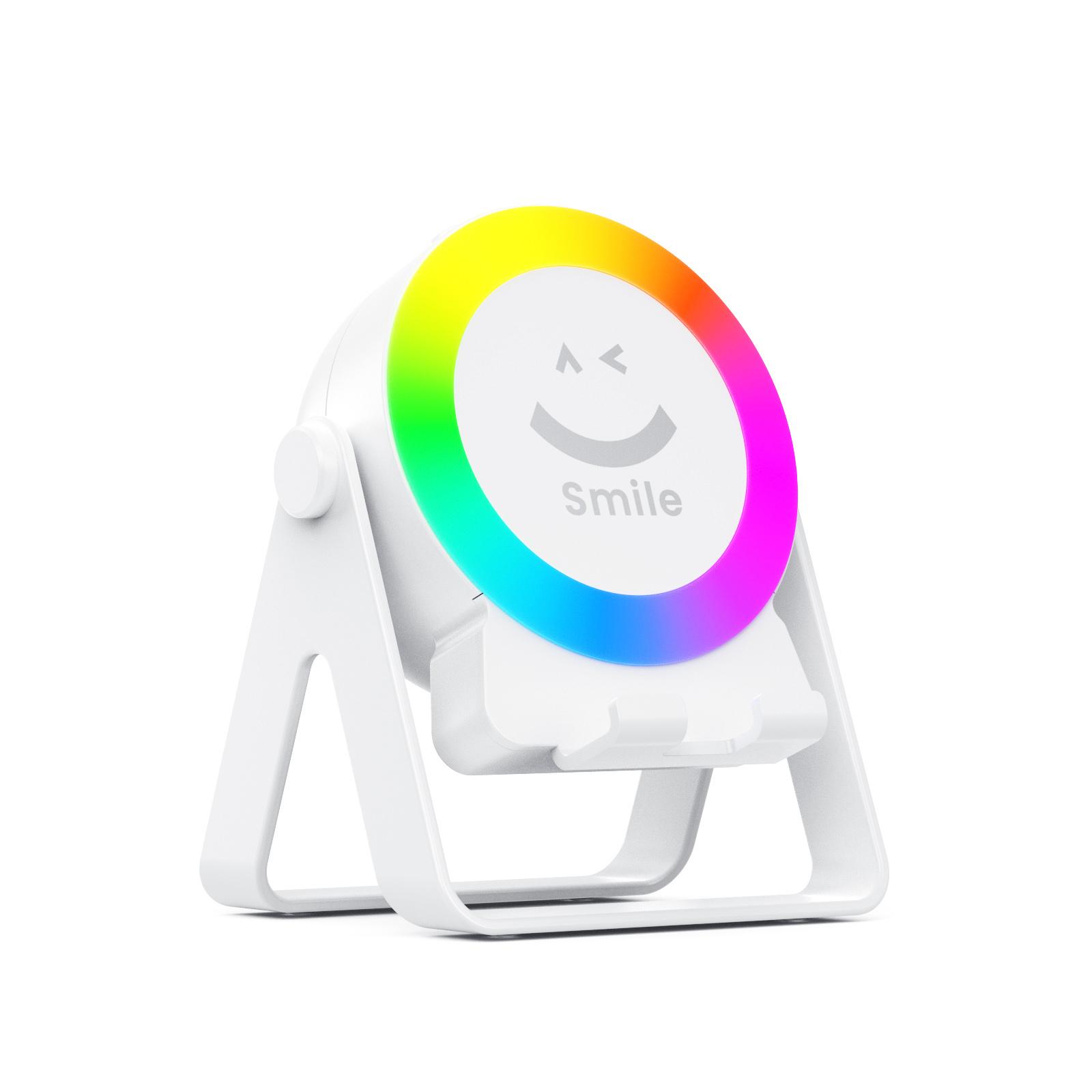 

Wireless Induction Speaker with Colorful Ambient Light BT Speaker 360 Rotation Phone Holder Portable Speaker Gifts for Men Women білий