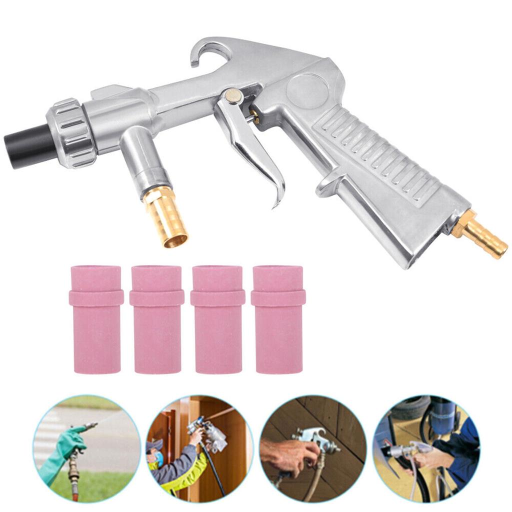 Air Sandblasting Gun Kit With Siphon Feed Nozzles Multipurpose Pipe Sand Blaster For Surface Polishing