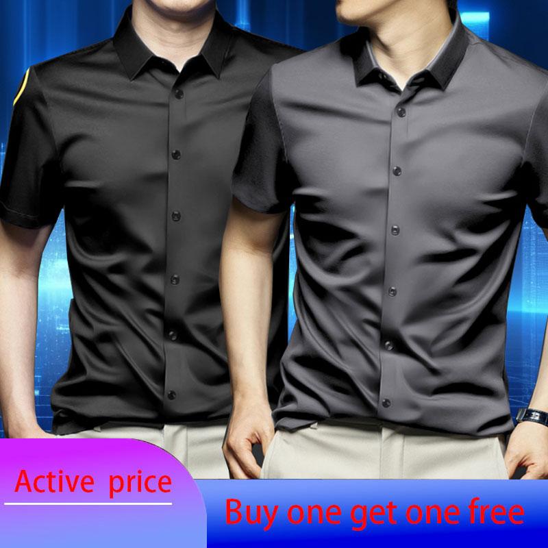 6XL Men's Short Sleeve Shirt Summer New Style Ice Silk Ice Feeling High Quality Large Size No Iron Business and Leisure