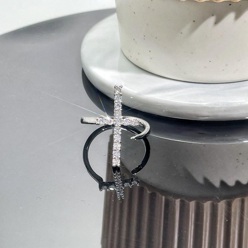 

New Fashhhion Punk Dark Vintage Cross Open Rings for Women Luxury Copper Gold-plated High-quality Rings Y2K Style Jewelry Gift