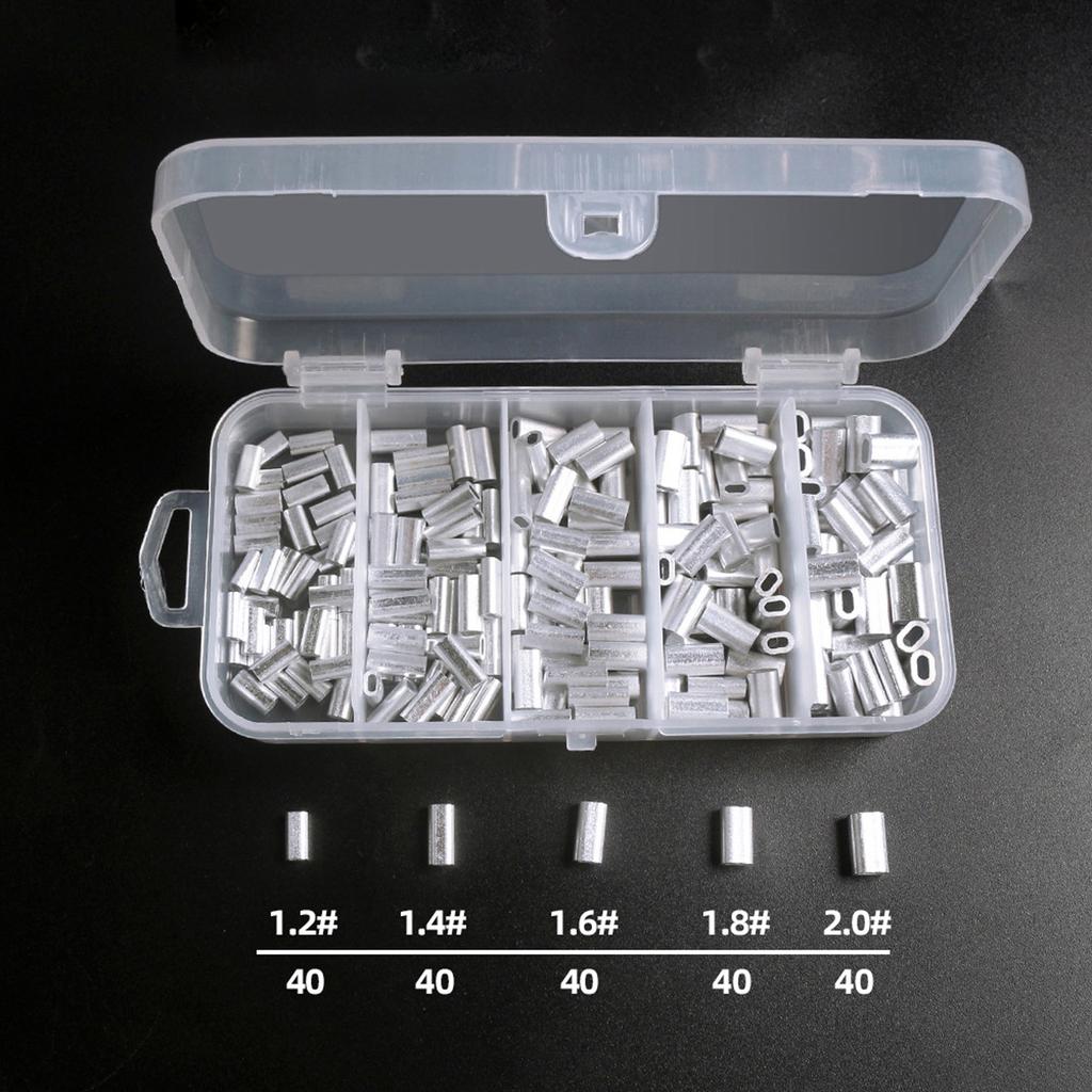500pcs Aluminum Crimp Sleeves Connector Kit 5 Sizes Single Double Barrel Crimp Sleeves for Fishing Line