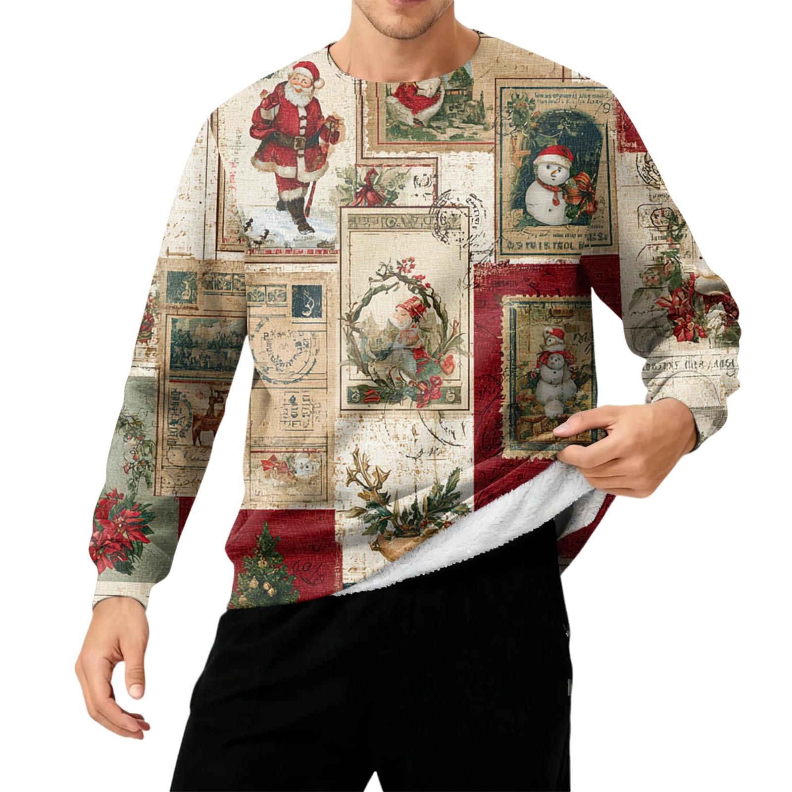 

Men s Round Neck Fleece-Lined Thick Warm Sweatshirt L хакі