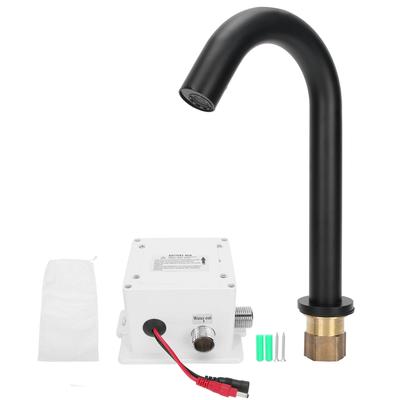 G1/2 Schwarz Sensor Wasserhahn Kupfer Vertikal Intelligent Automatischer Waschtischhahn Küchenspülenarmatur