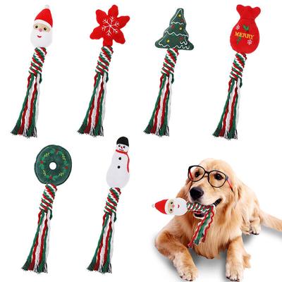 Jul Husdjur Hund Tuggleksaker Flätat Bomullsrep Jultomte Julgran Snögubbe Gåva DH