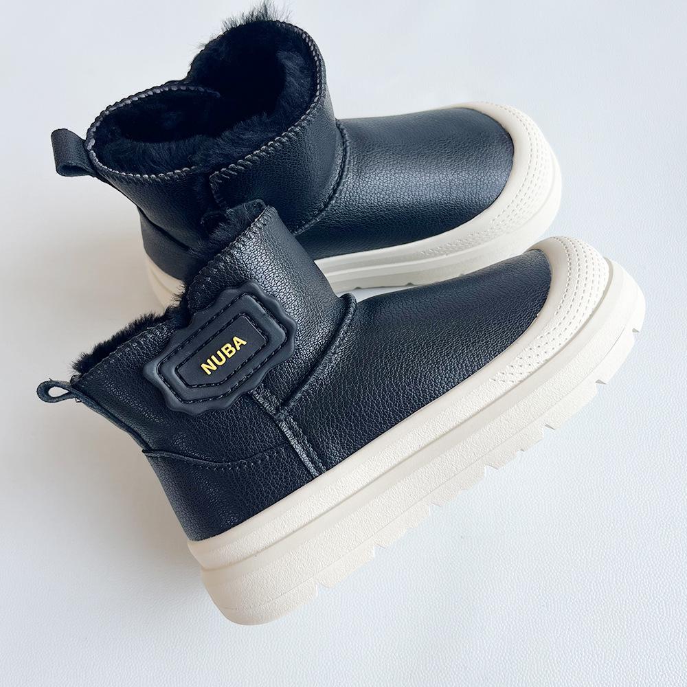 

Детские водонепроницаемые сноубутсы-слипоны 2025 года - резиновая подошва, меховая подкладка, нескользящие, для мальчиков и девочек 29 чёрный