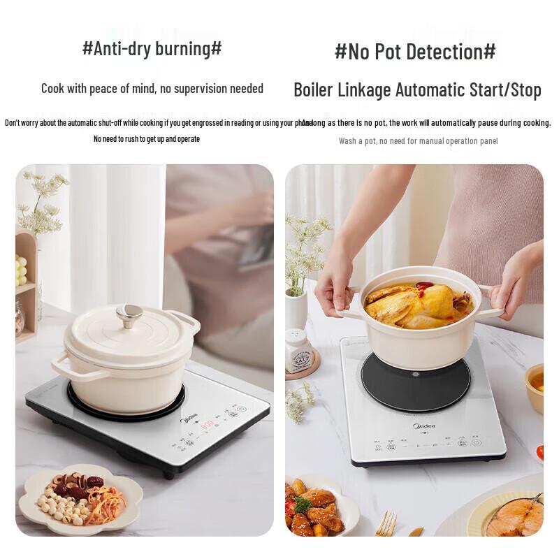 Midea 2200W Induction Cooktop with Glass Panel CN Plug (adapter Included)